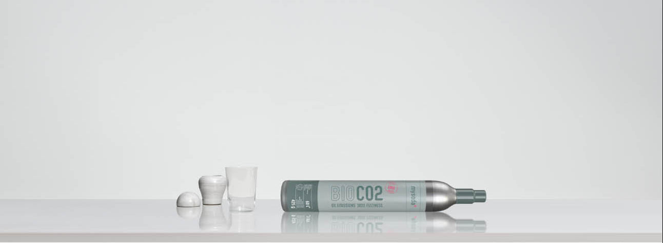 A mysoda CO2 cylinder lying on its side