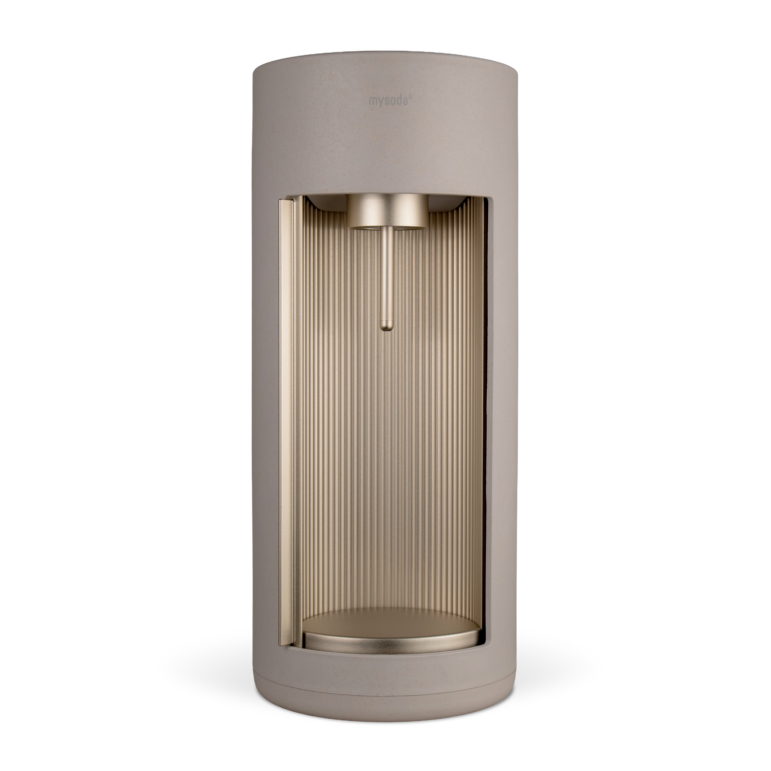 A Glassy sparkling water maker colour clay viewed from the front