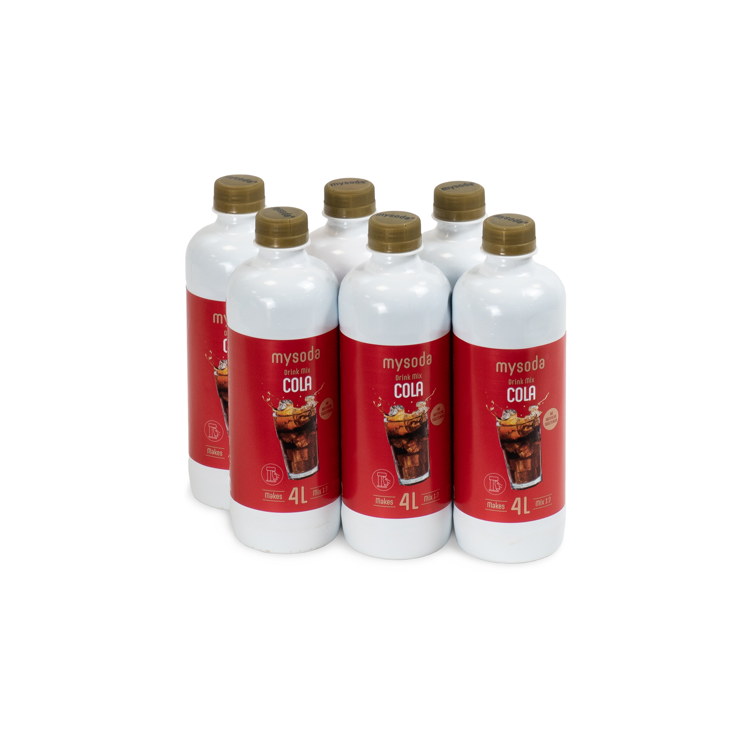 Six bottles of Mysoda drink mix cola