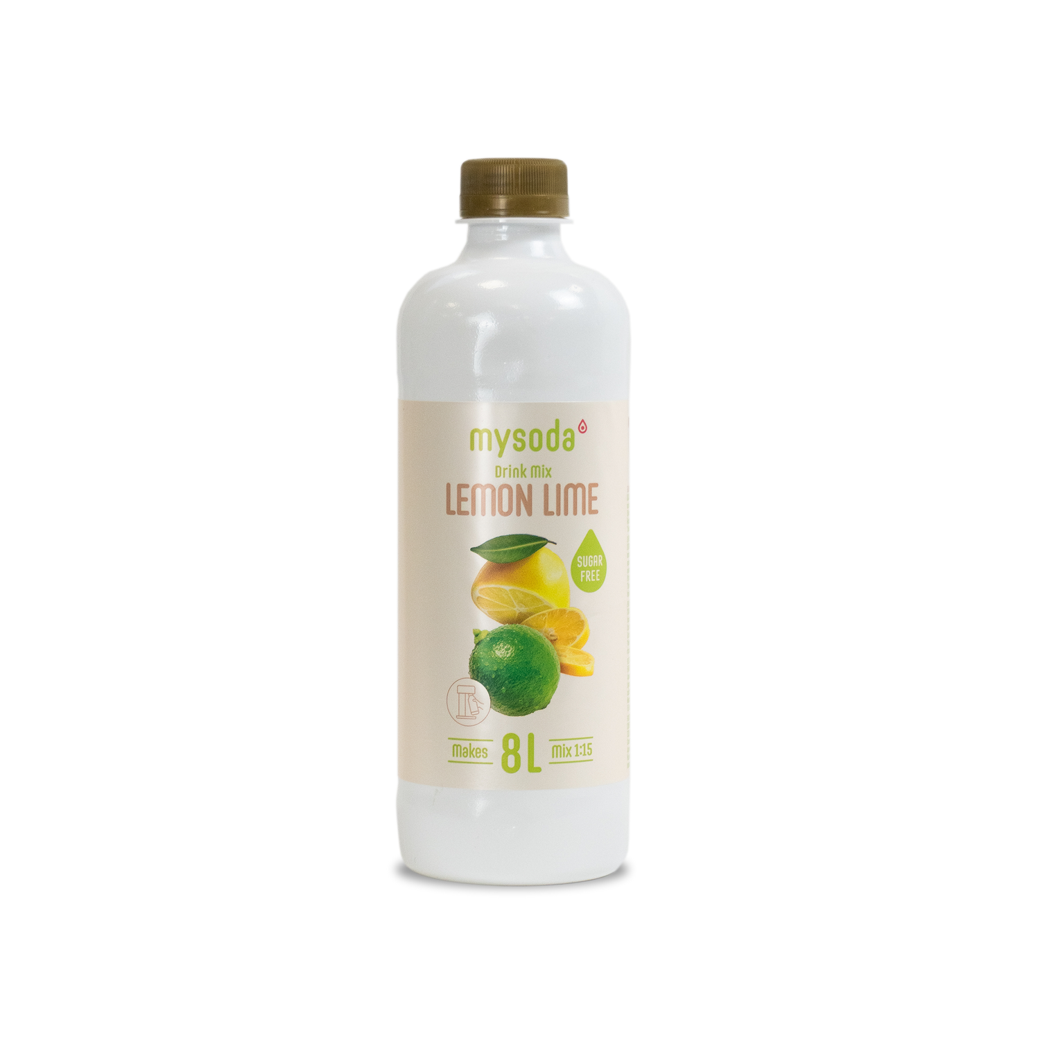 A Mysoda drink mix bottle lemon-lime sugar-free