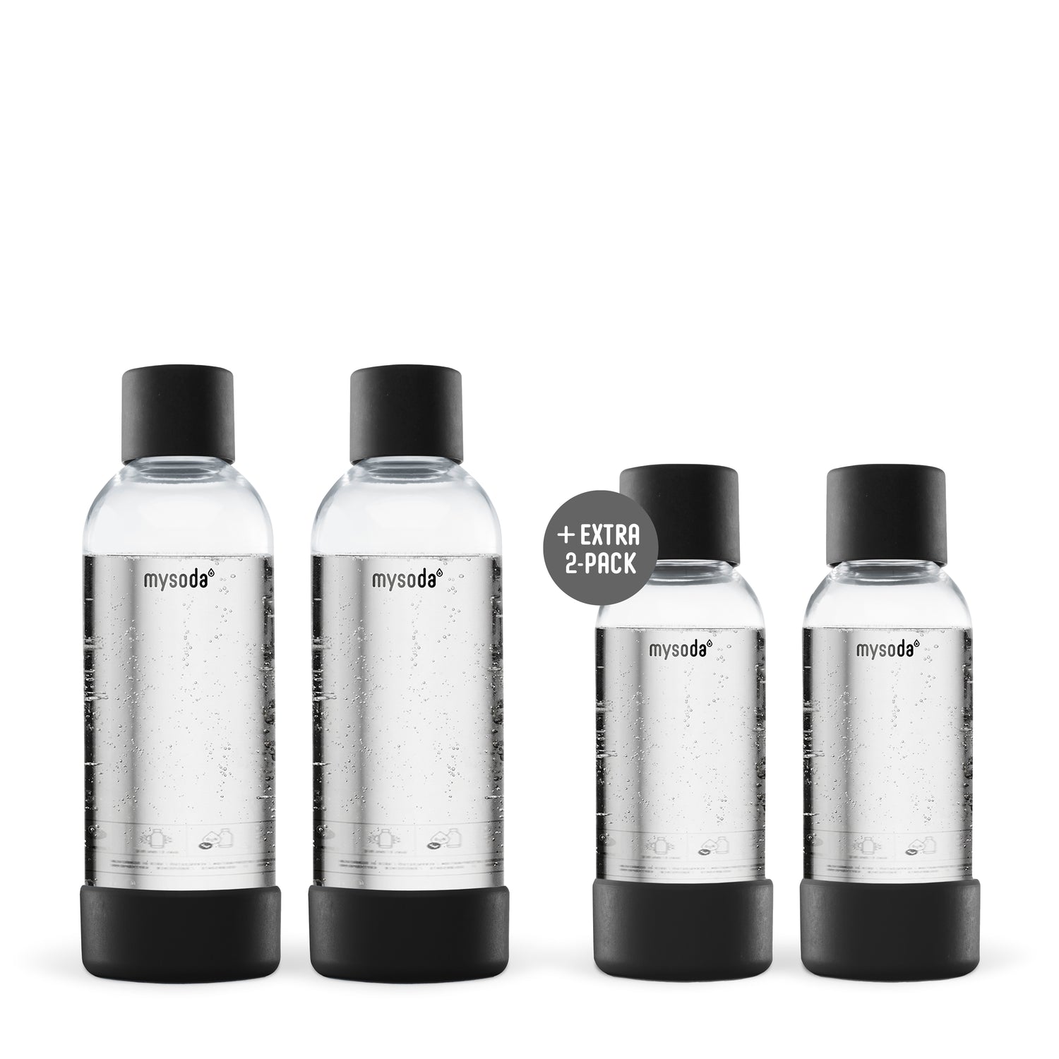 2-pack 1 L PET bottles black + 2-pack 0,5 L PET bottles black for soda makers