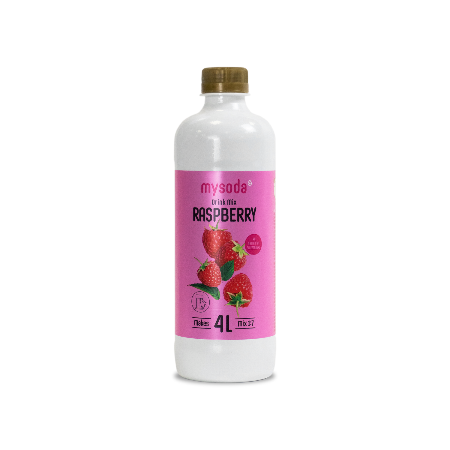 A Mysoda drink mix bottle raspberry