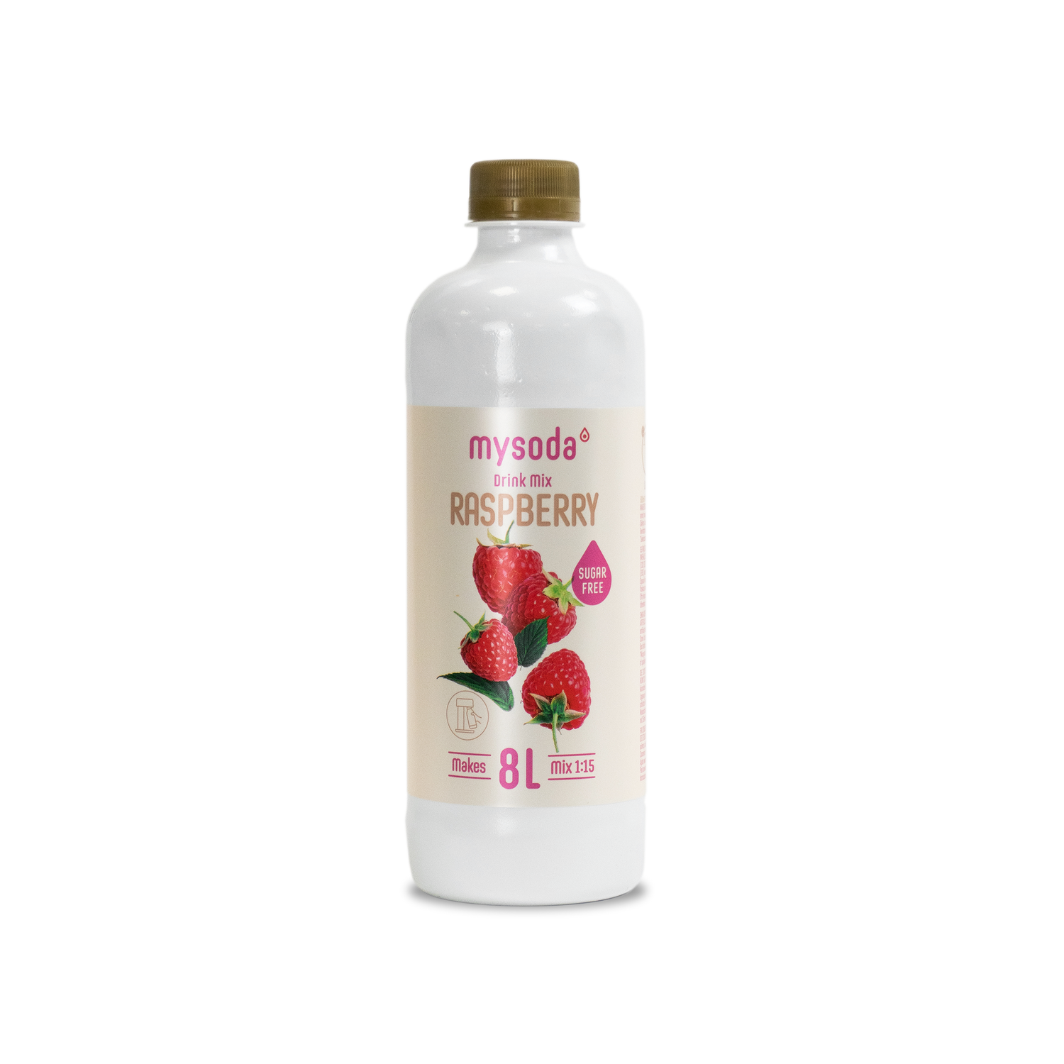 A Mysoda drink mix bottle raspberry sugar-free