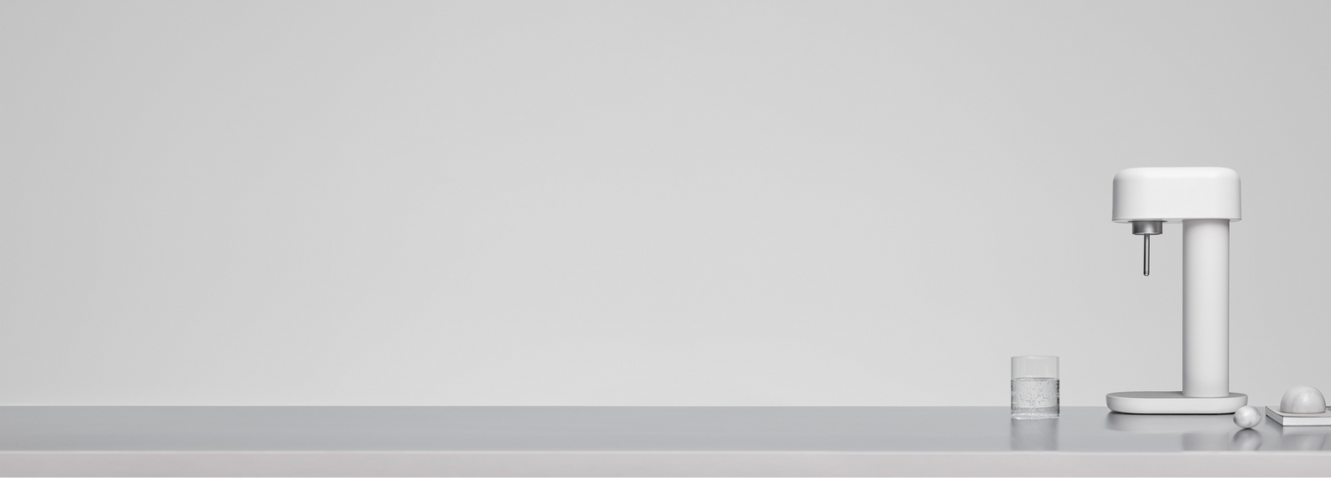 A white-silver Ruby 2 sparkling water maker