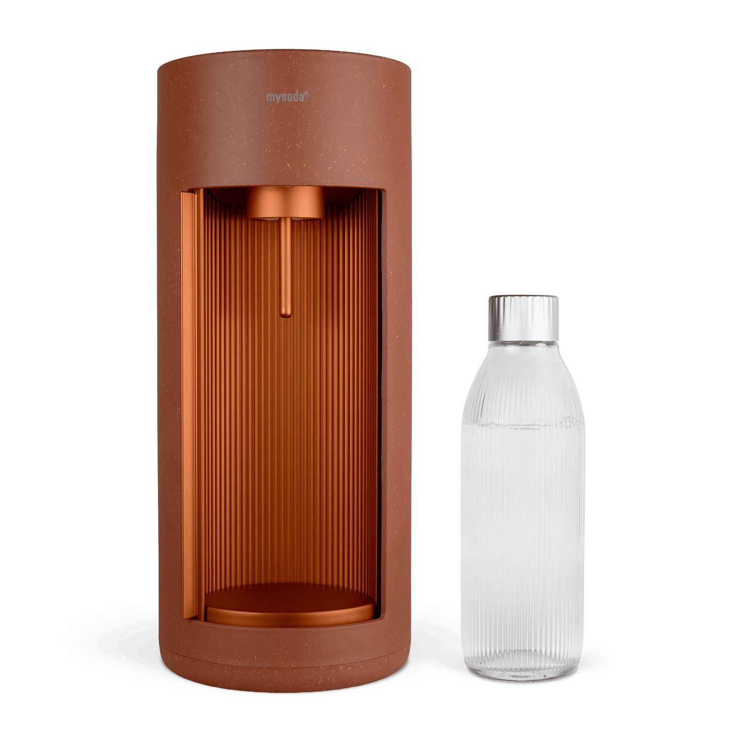A Glassy sparkling water maker colour terracotta with glass water bottle