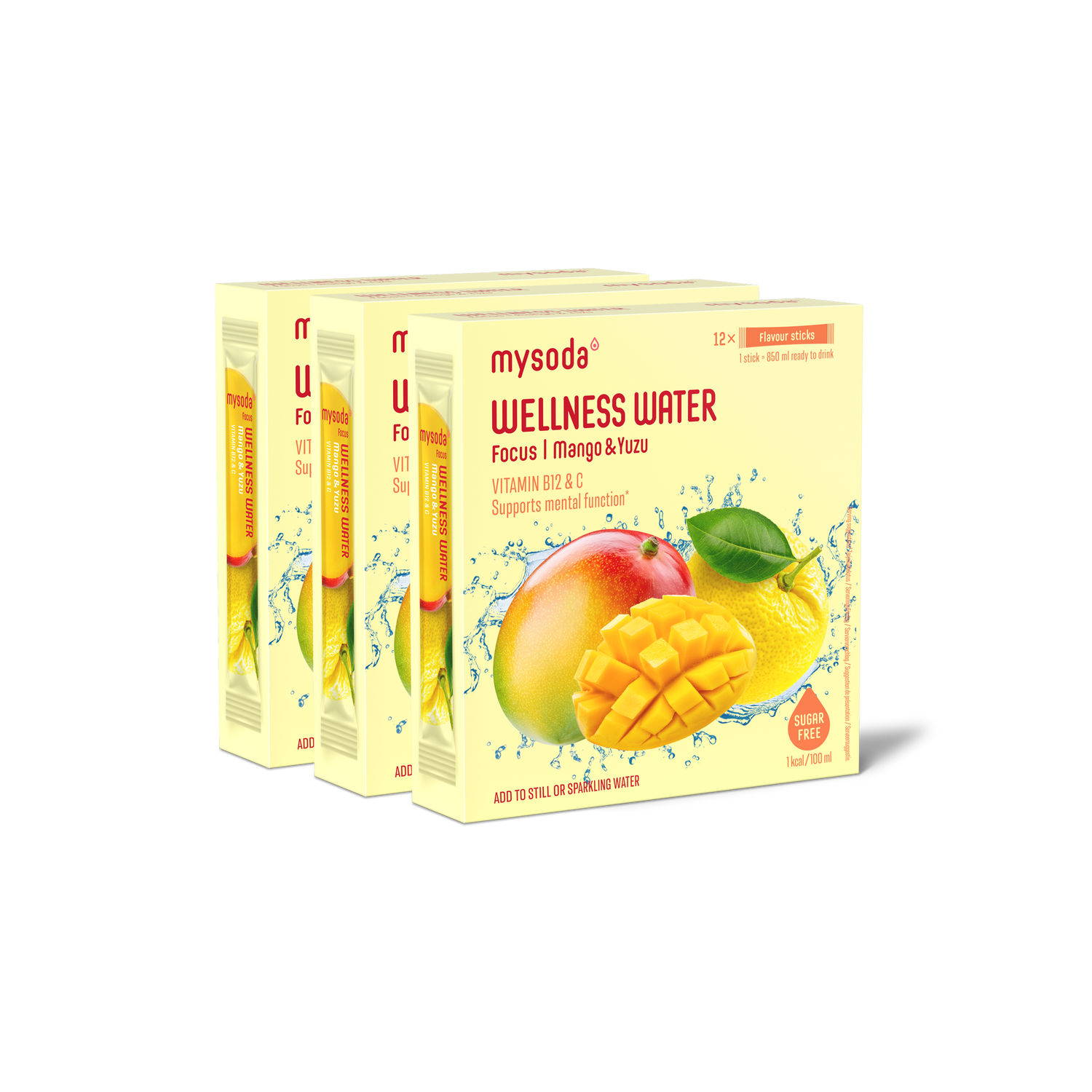 Mango & Yuzu Wellness Water Focus 3-Pack
