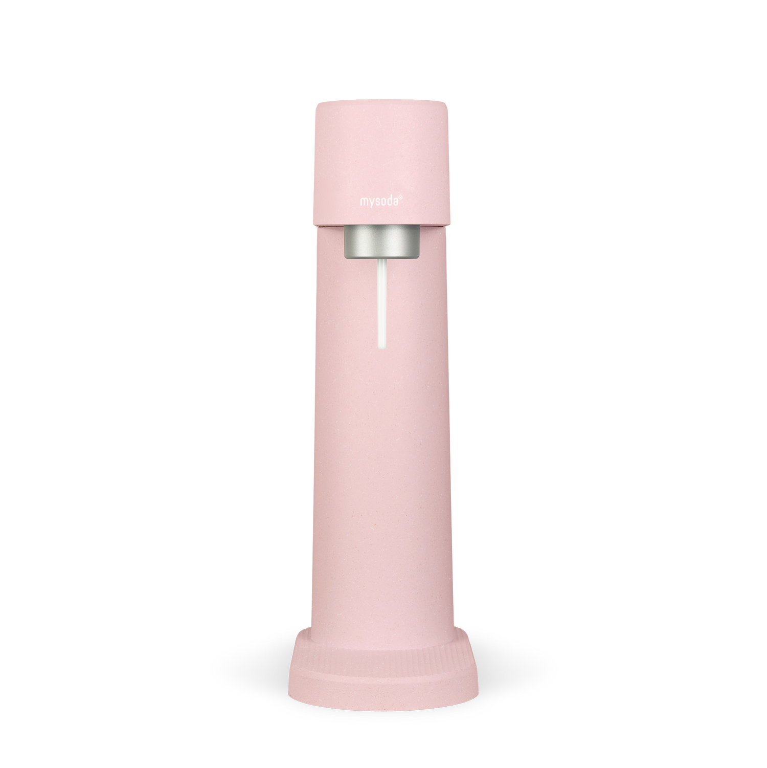 A pink Woody sparkling water maker viewed from the front