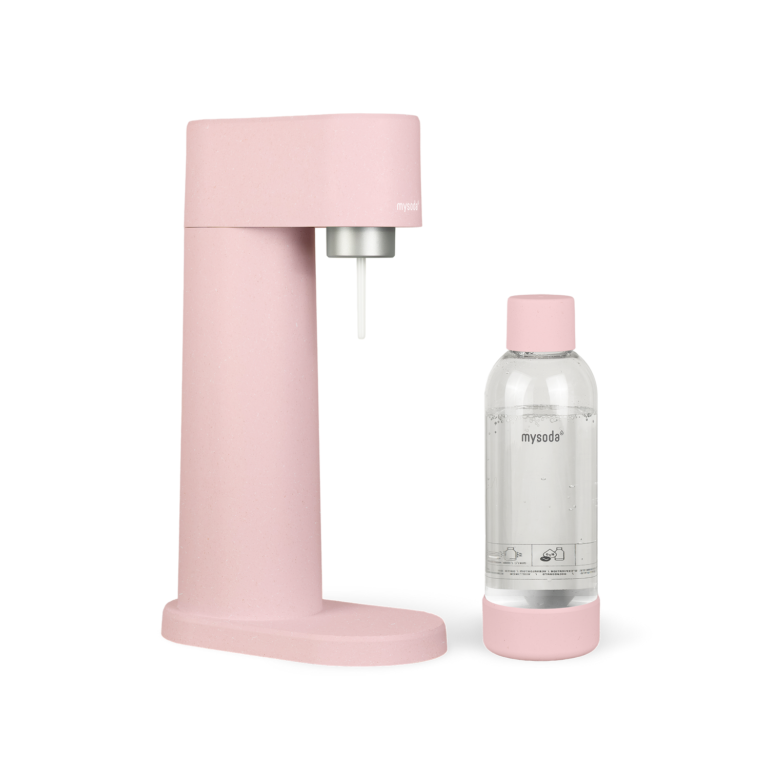 Pink Mysoda Woody sparkling water maker with bottle
