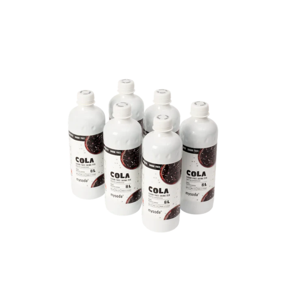 Six bottles of Mysoda sugarfree drink mix cola