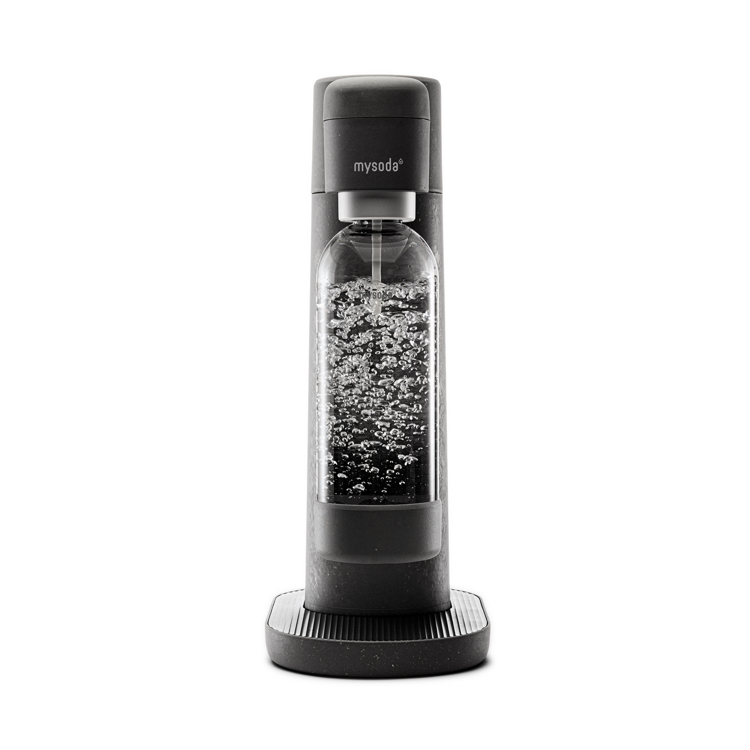 Black Mysoda Toby sparkling water maker viewed from the front