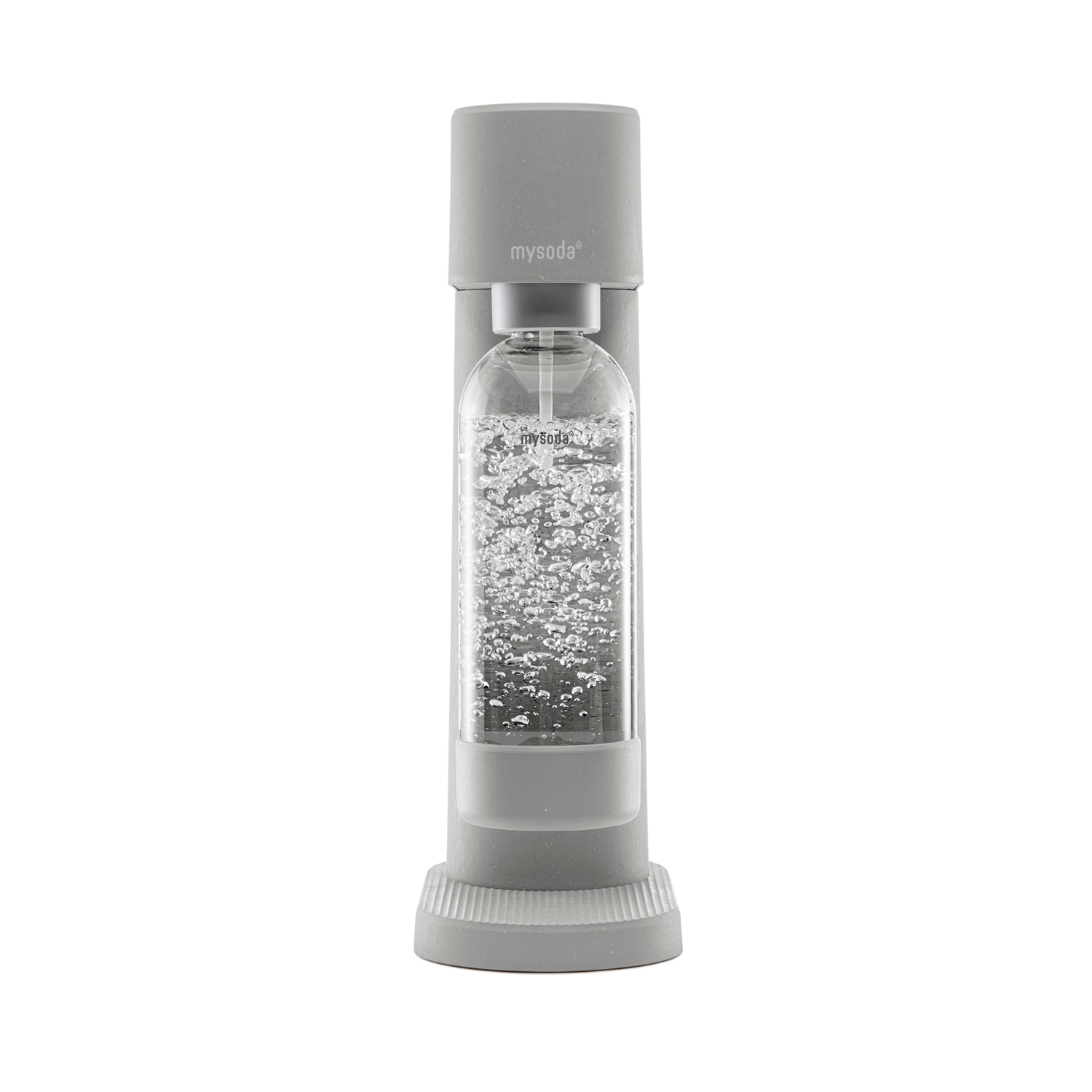 Gray Mysoda Woody sparkling water maker viewed from the front