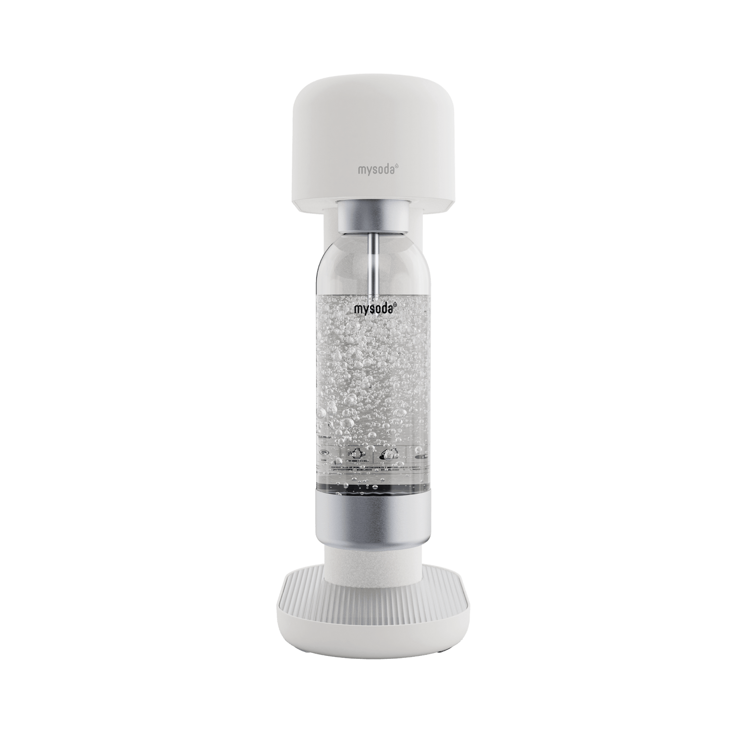 A white and silver Ruby 2 sparkling water maker viewed from the front#väri_white-silver
