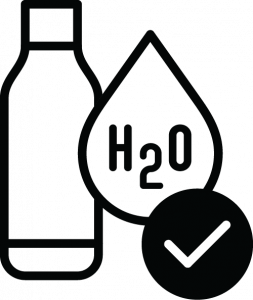 symbole d’une bouteille et goutte d’eau indiquant un usage pour gazéifier l’eau uniquement