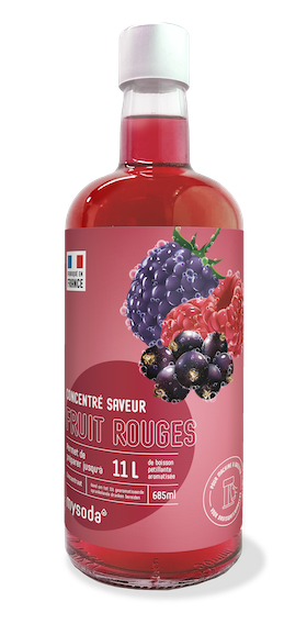 Een fles Mysoda drinkmix rood fruit