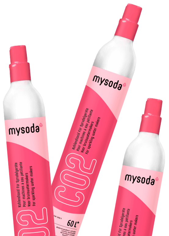 Drie cilinders van CO2 Mysoda