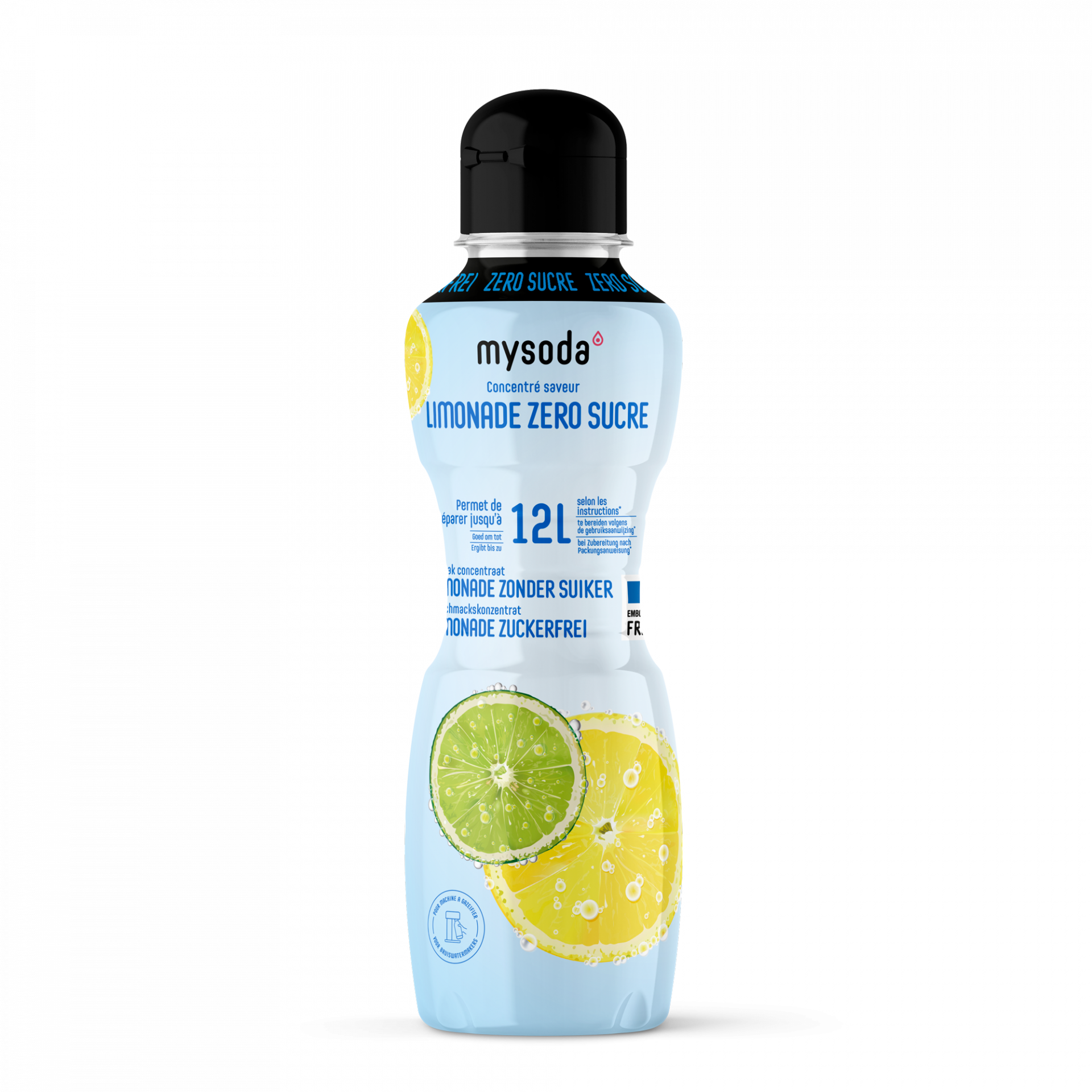 Een fles Mysoda drinkmix limonade zonder suiker