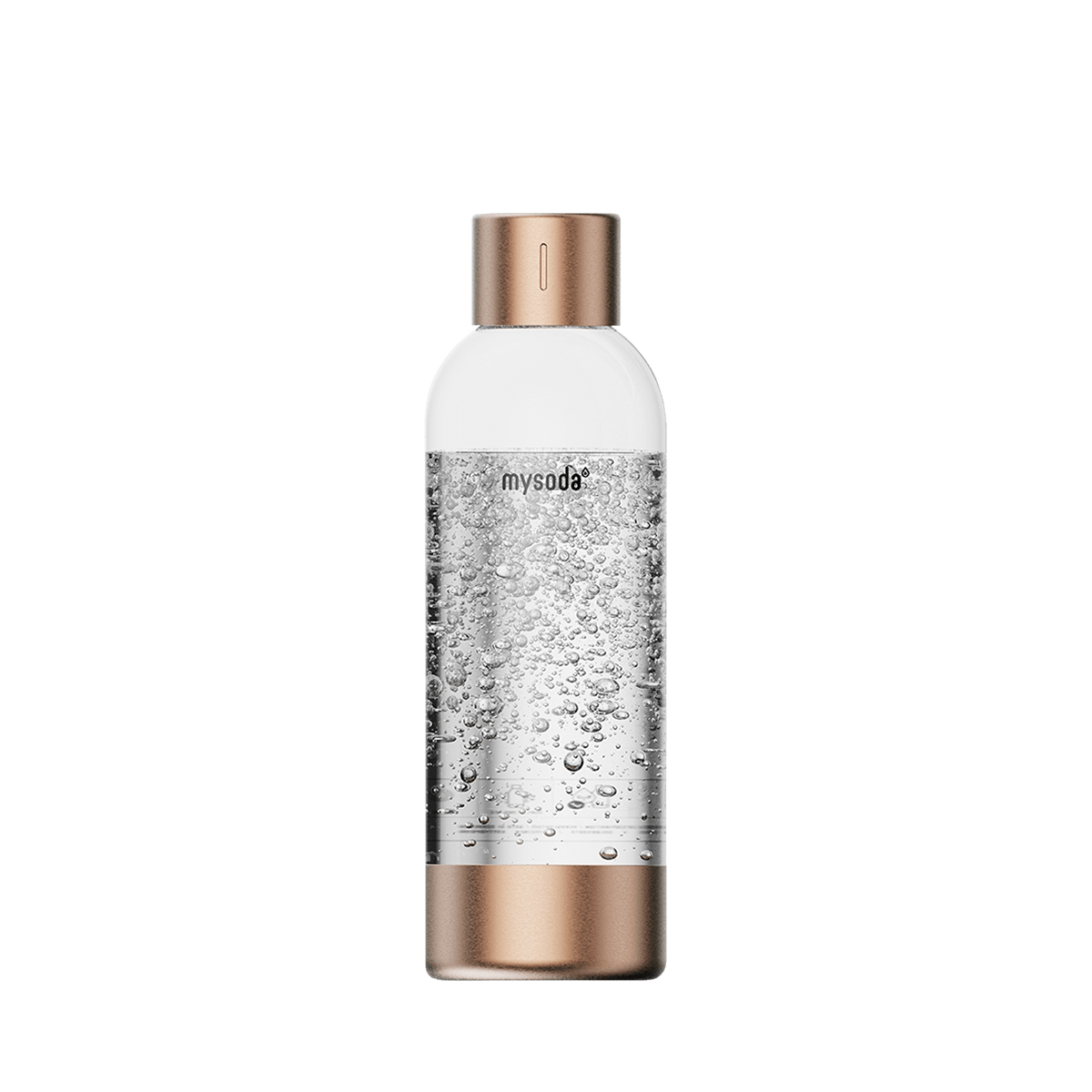 A 1 litre Mysoda premium water bottle with copper-coloured bottom and cap made from aluminium#väri_copper