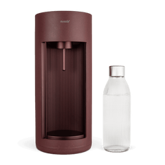 A Glassy sparkling water maker colour beetroot with glass water bottle