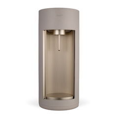 A Glassy sparkling water maker colour clay viewed from  the front