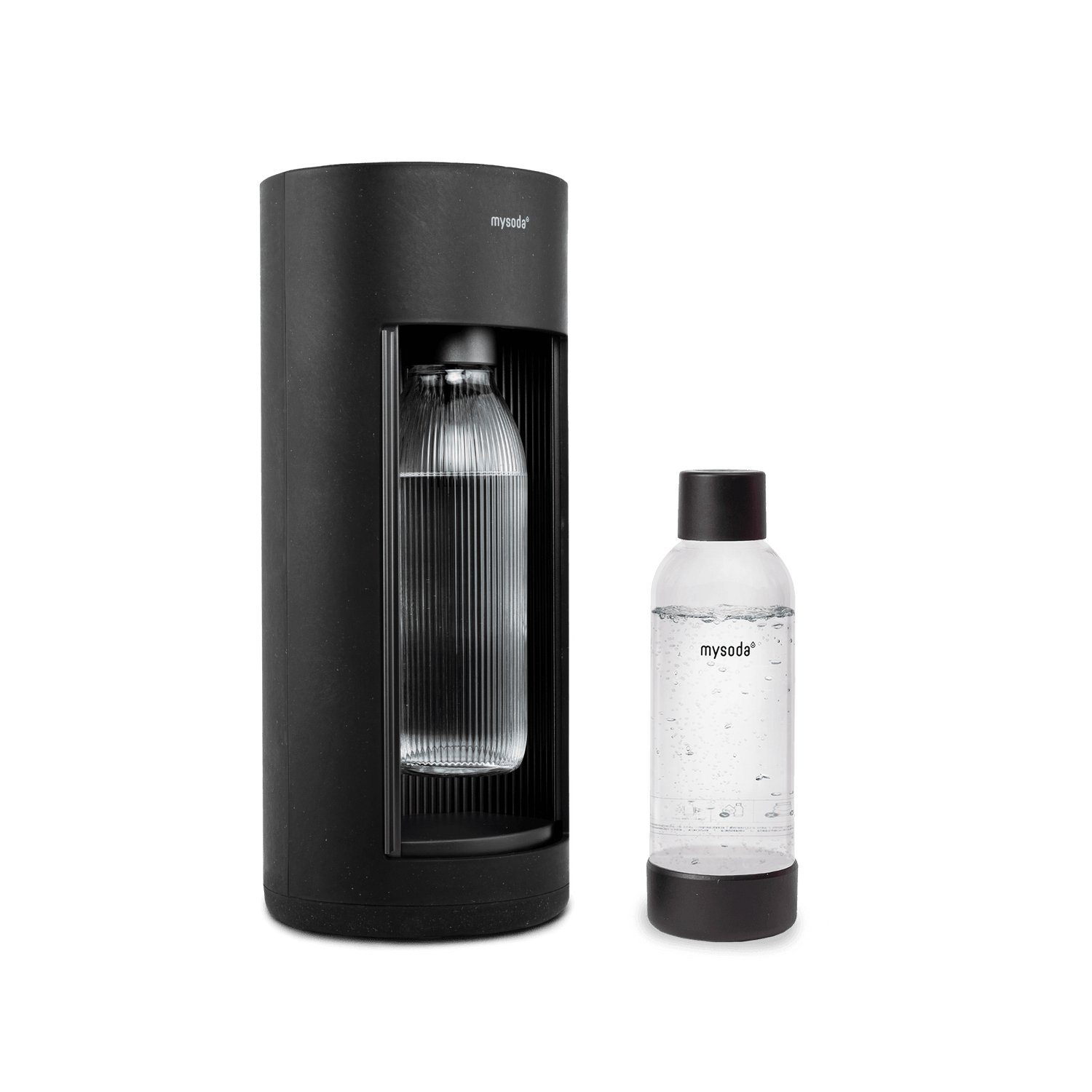 Black Glassy sparkling water maker and PET bottle