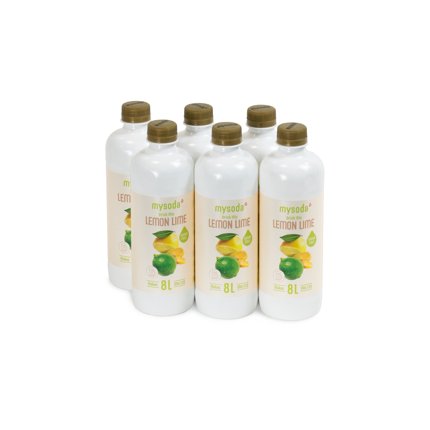 Six bottles of Mysoda drink mix leon-lime sugar-free