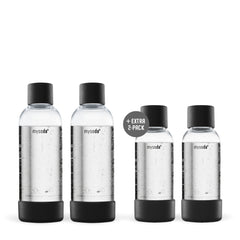 2-pack 1 L PET bottles black + 2-pack 0,5 L PET bottles black for soda makers