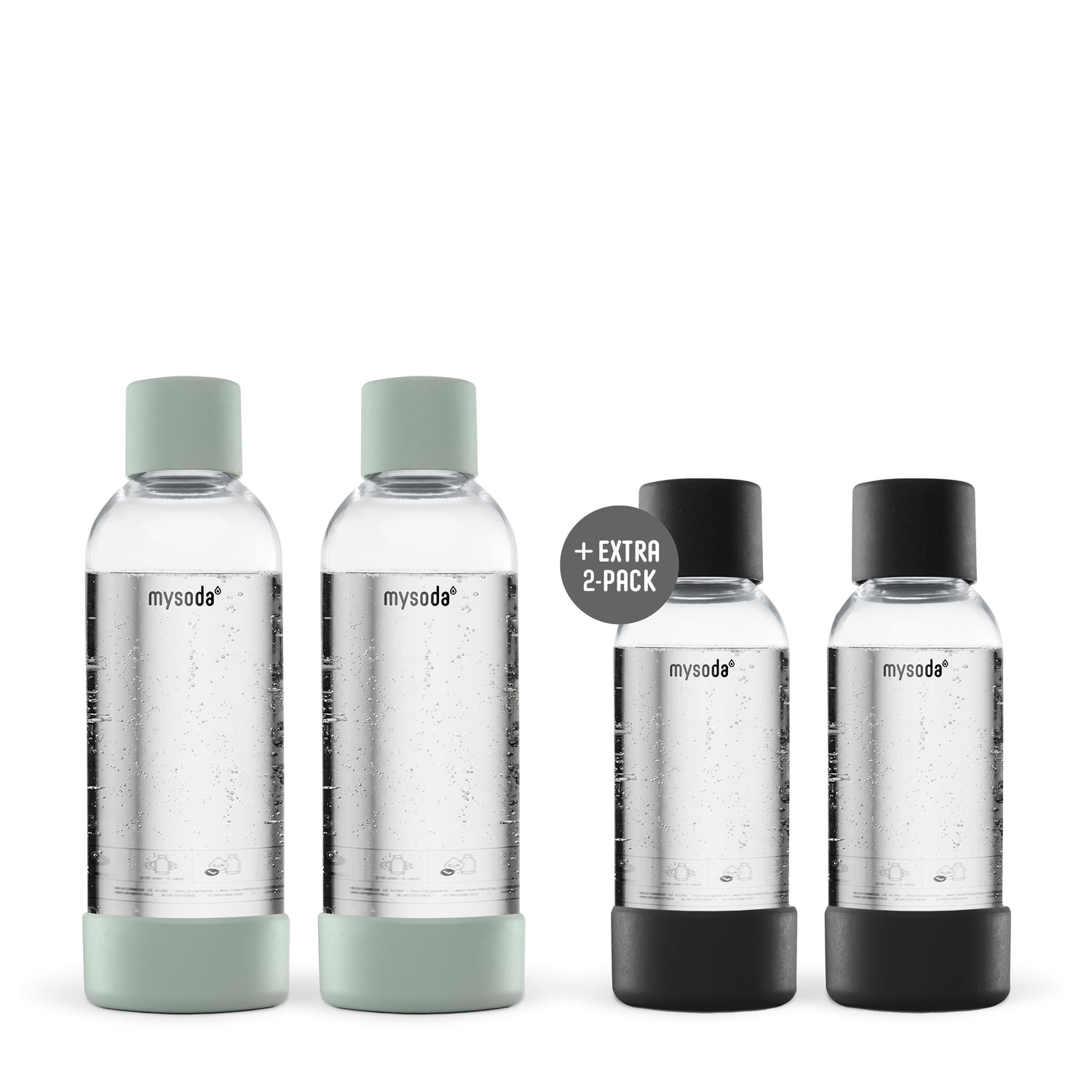 2-pack 1 L PET bottles pigeon + 2-pack 0,5 L PET bottles black for soda makers