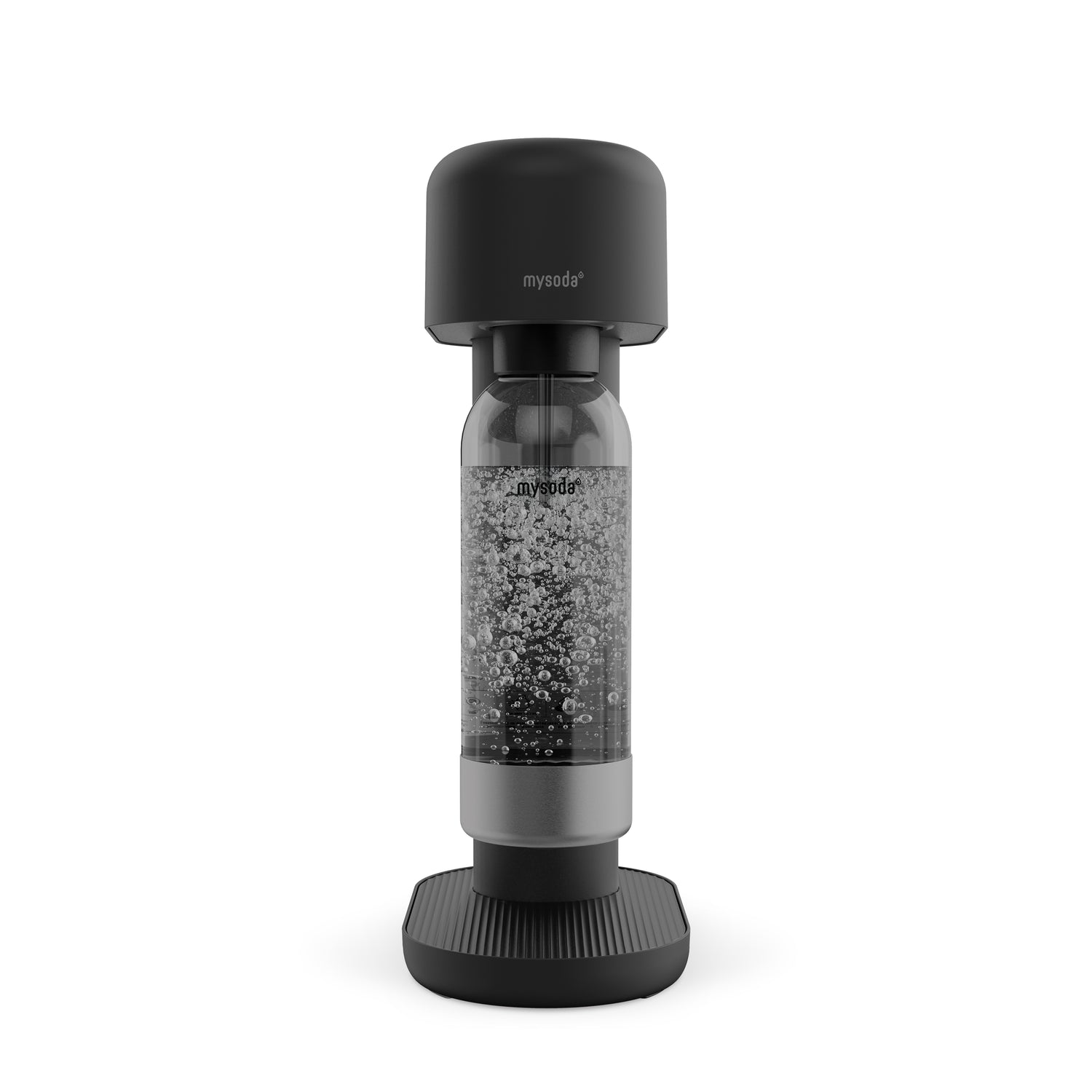 A black Ruby 2 soda maker viewed from the front