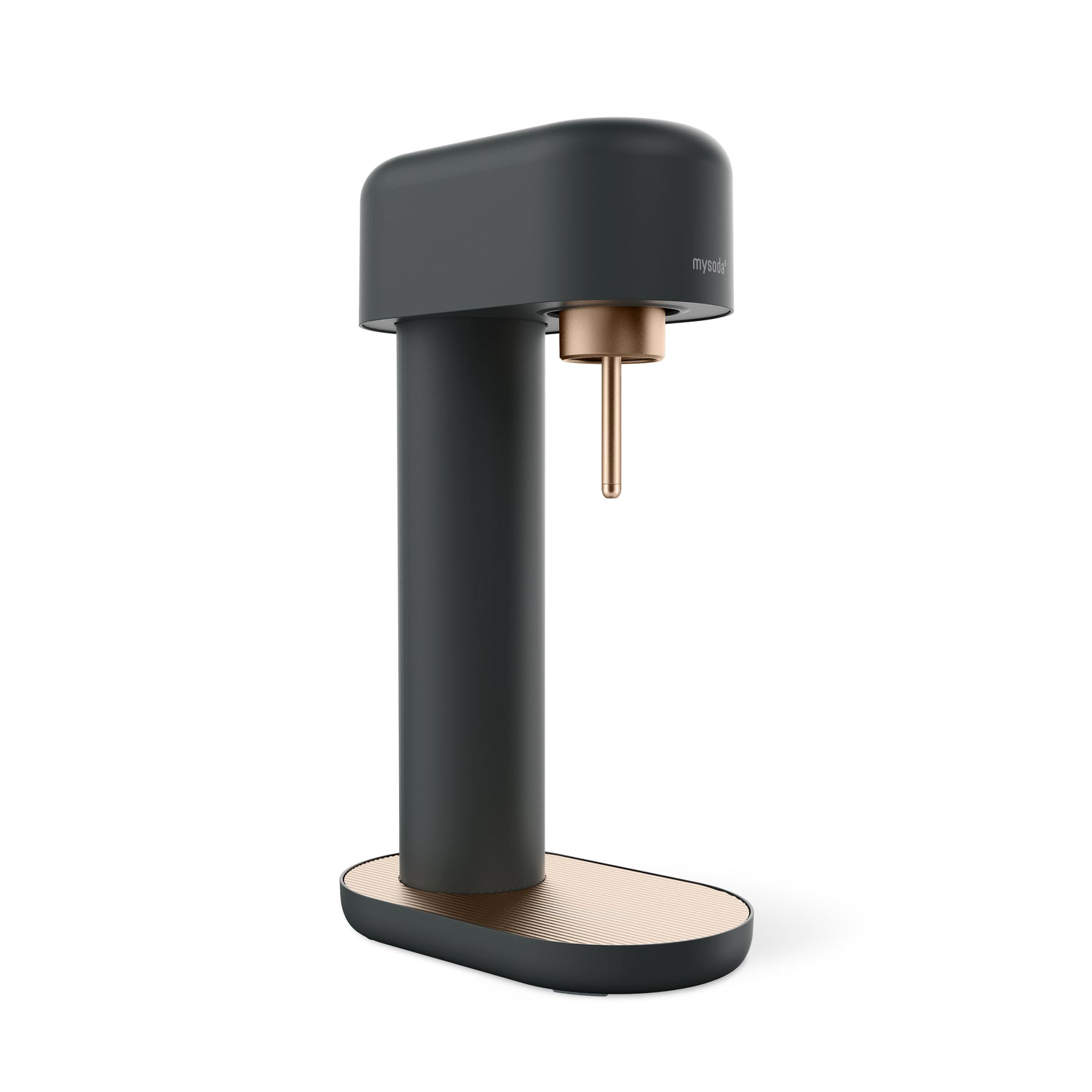 A black-copper Ruby 2 sparkling water maker viewed from the side