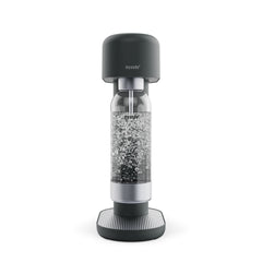 A black-silver Ruby 2 soda maker viewed from the front