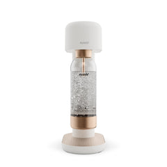 A white-copper Ruby 2 soda maker viewed from the front