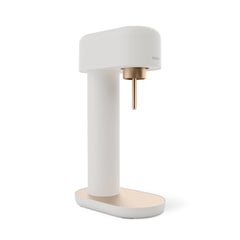 A white-copper Ruby 2 sparkling water maker viewed from the side