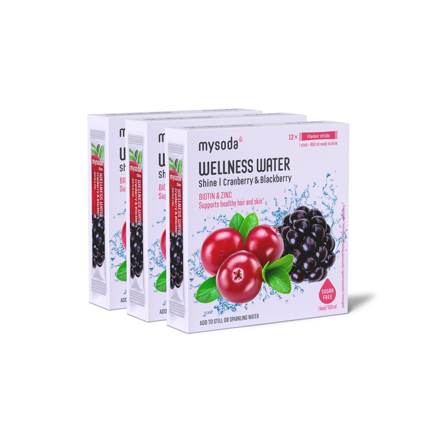 3 packs of Wellness Water Cranberry & Blackberry