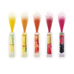 One stick each of all Wellness Water flavours with the colourful ganules pouring out