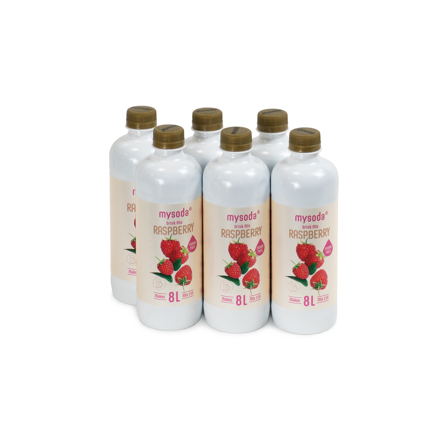 Six bottles of Mysoda drink mix raspberry sugar-free