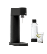 Black Mysoda Woody sparkling water maker with bottle