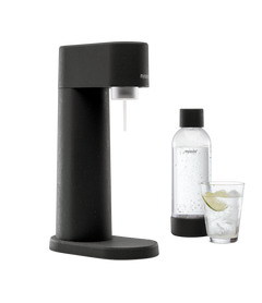 Black Mysoda Woody sparkling water maker with bottle