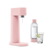 Pink Mysoda Woody sparkling water maker with bottle