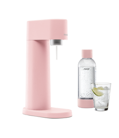 Pink Mysoda Woody sparkling water maker with bottle