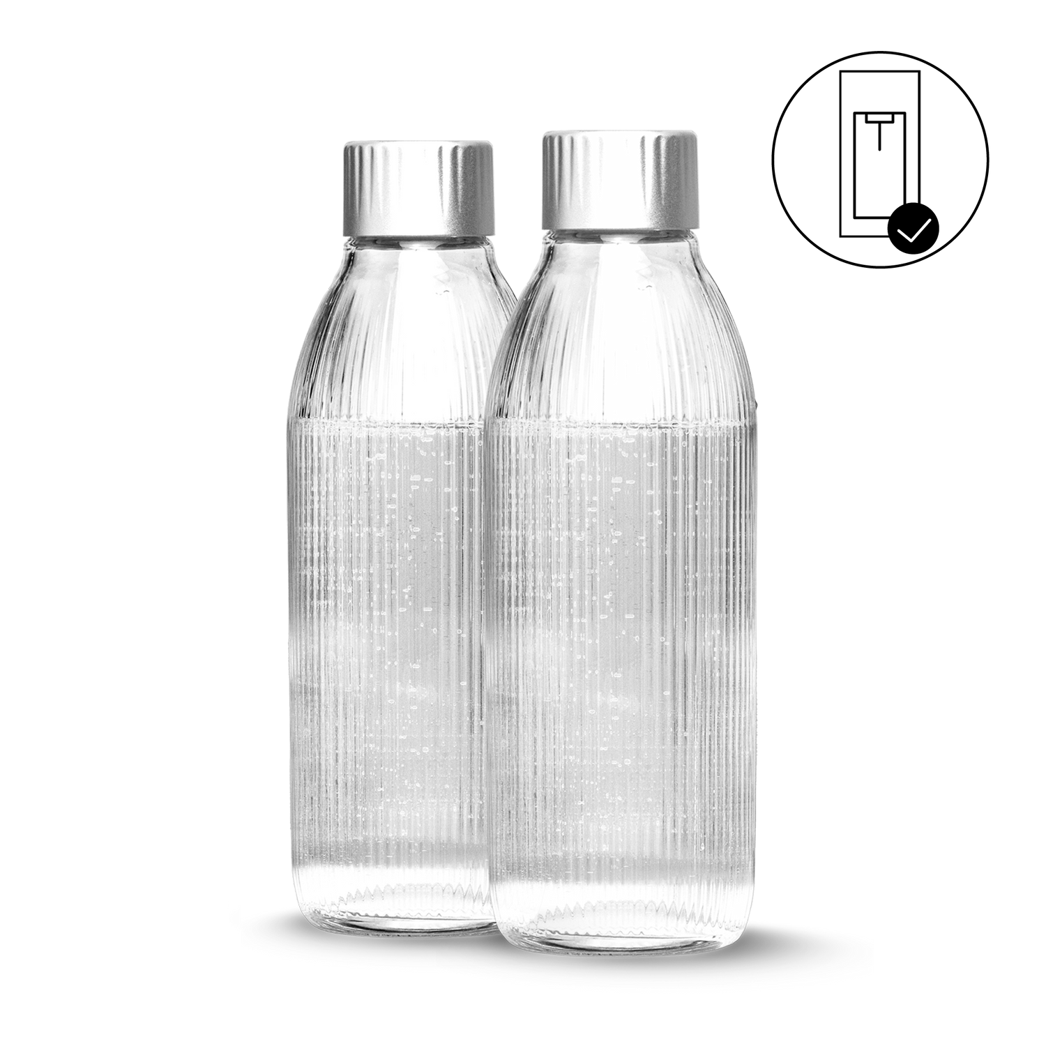 Two glass bottles for Mysoda Glassy soda maker