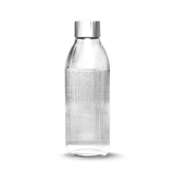 A Mysoda glass bottle with silver lid made of stainless steel