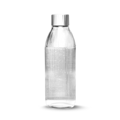 A Mysoda glass bottle with silver lid made of stainless steel