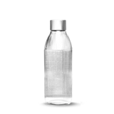 A Mysoda glass bottle with silver lid made of stainless steel