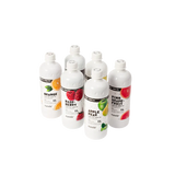 A mixed 6-pack of Mysoda drink mix bottles with differnt fruity flavours