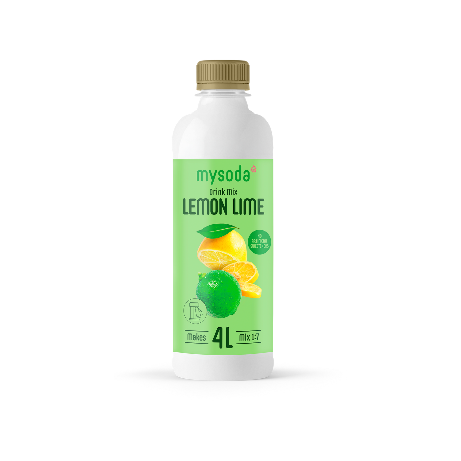 A bottle of lemon-lime drink mix for sparkling water