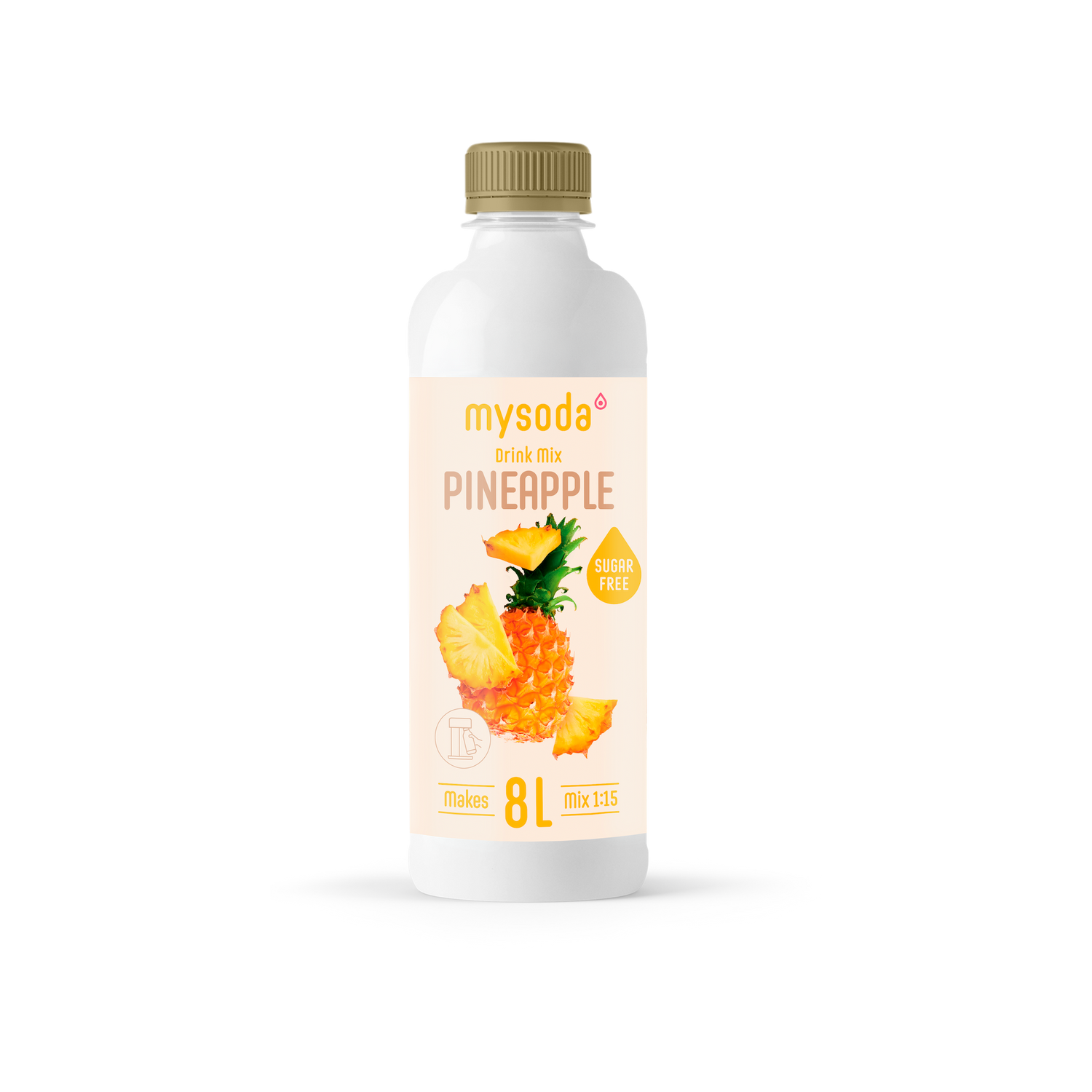 A bottle of sugar-free pineapple drink mix for sparkling water