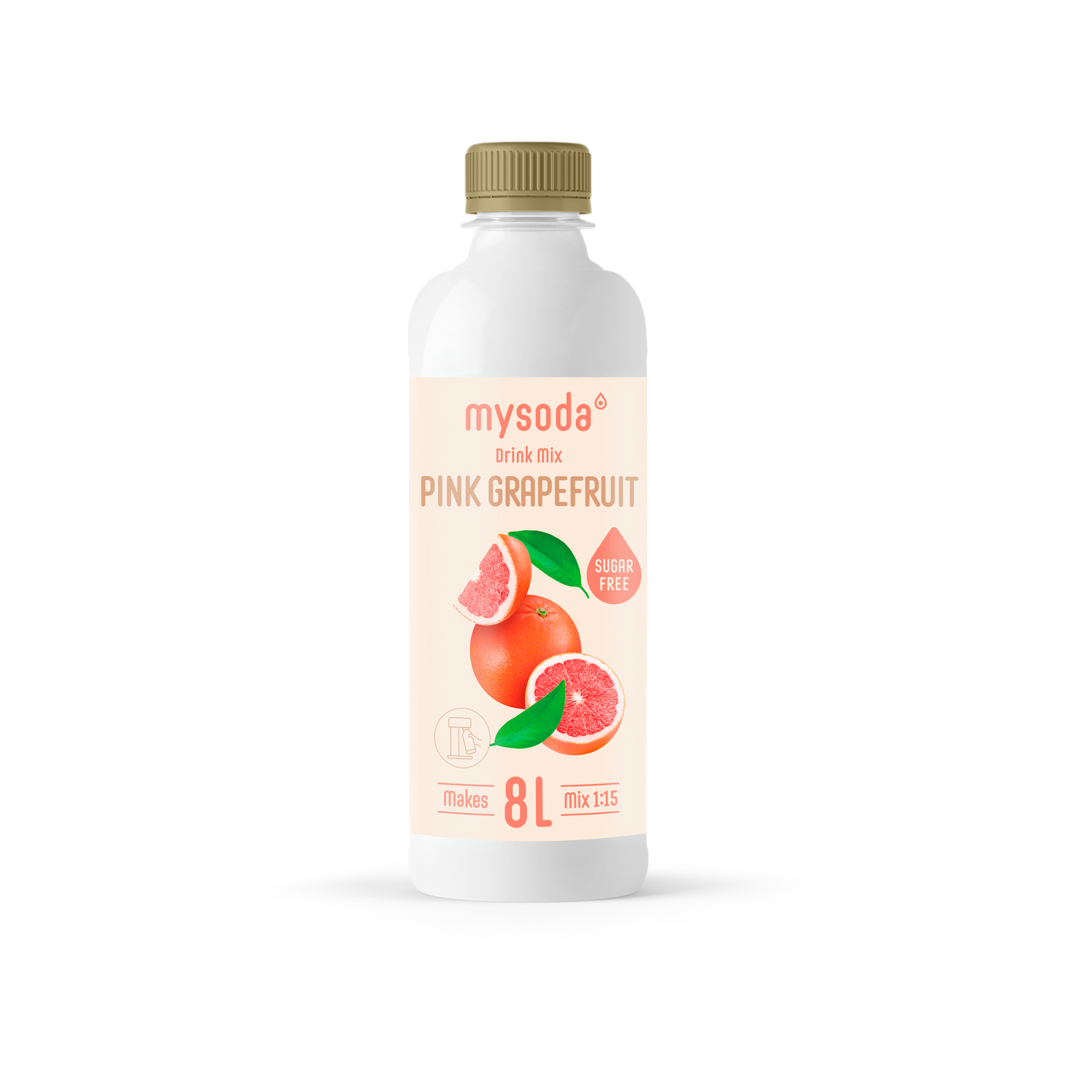 A bottle of sugar-free pink grapefruit drink mix for sparkling water