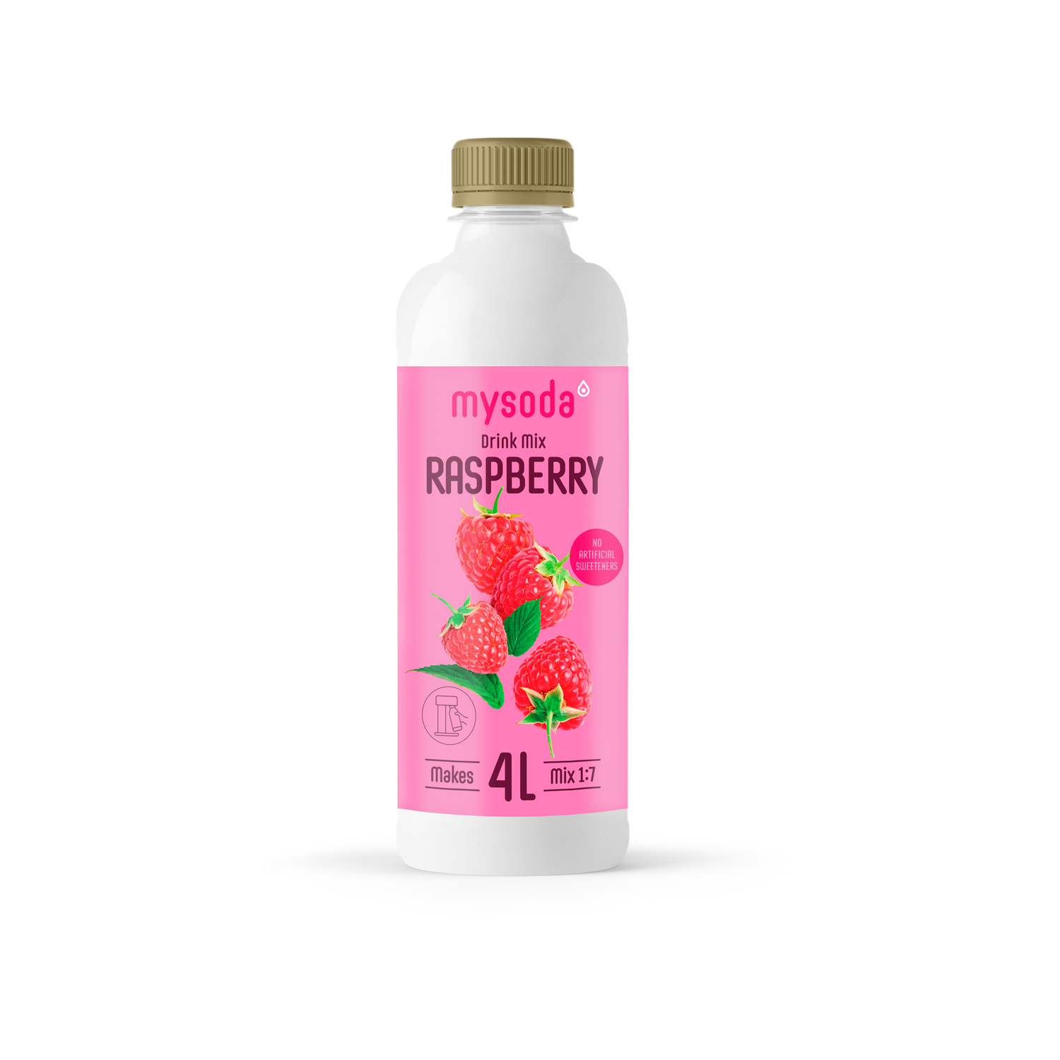 A bottle of raspberry drink mix for sparkling water