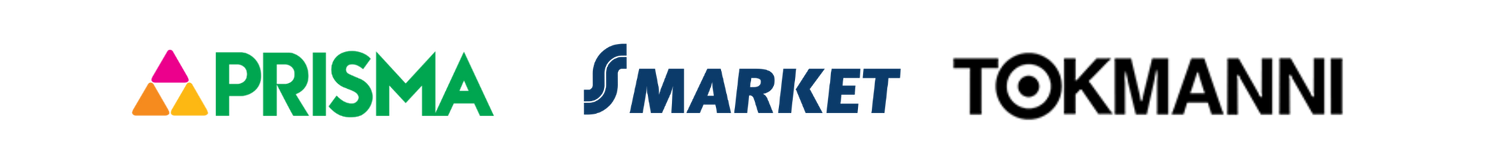 Prisma, S-Market & Tokmanni logos