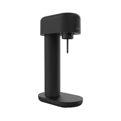 An all black Ruby 2 sparkling water maker viewed from the side